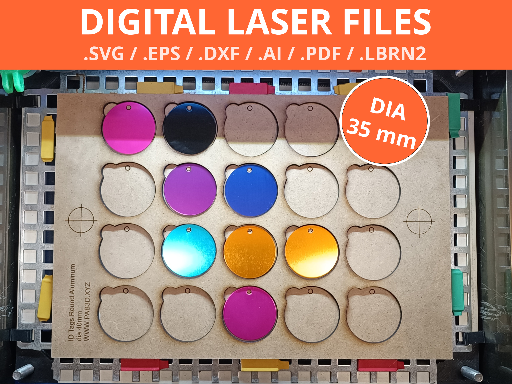 Round Aluminum Dog Tags Jig Template For Engraving - 35mm